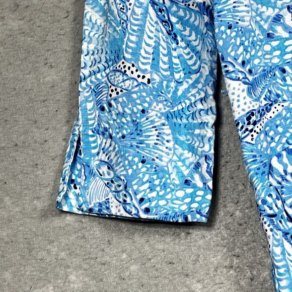 Lilly Pulitzer Pilar Linen Beach Shirt Dress Womens Small Amalfi Blue Seashore - Picture 6 of 15